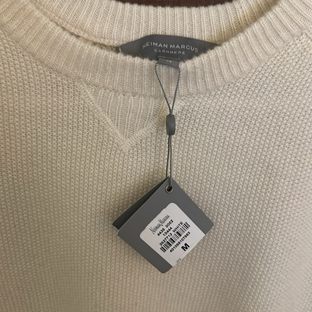 Men’s Size Medium White Cashmere Sweater NWT - Picture 3 of 6